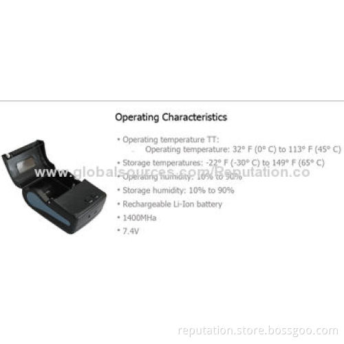 80mm Portable Thermal Receipt Bluetooth Printer, OEM Orders Welcomed, 1,400mAh Lithium Battery